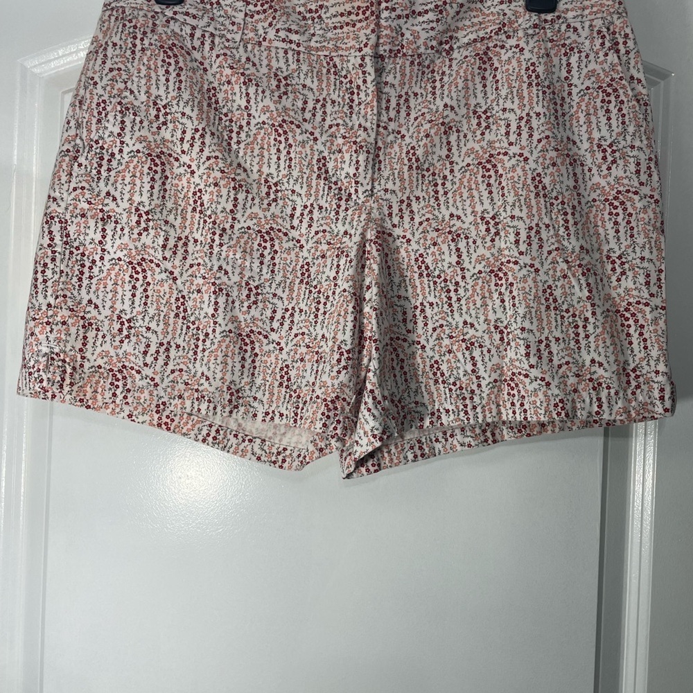 LOFT Red and White Patterned Women's ShortsCB-AD